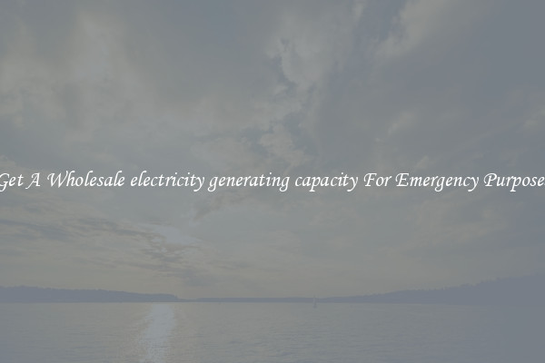 Get A Wholesale electricity generating capacity For Emergency Purposes