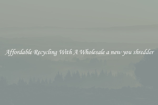 Affordable Recycling With A Wholesale a new you shredder