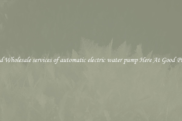 Find Wholesale services of automatic electric water pump Here At Good Prices